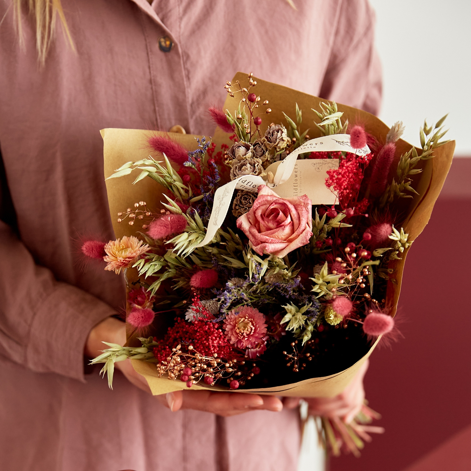 A classic dried bouquet held in hands